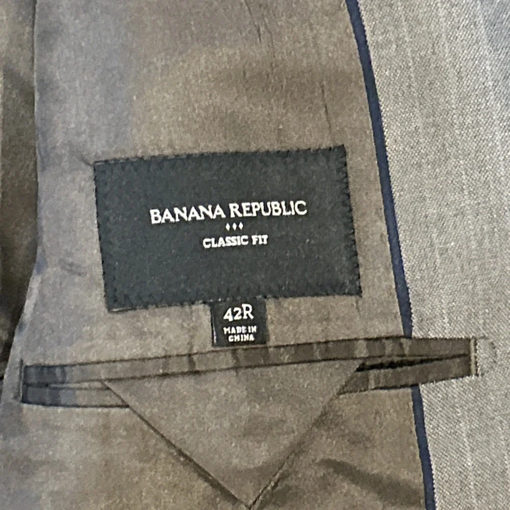 Banana Republic Blazer Mens 42R Grey Classic Fit Pinstripe Suit Jacket Formal